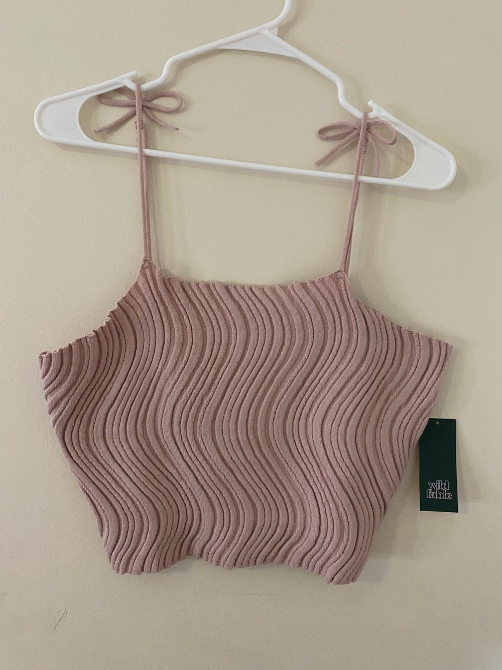 Wild Fable Mauve Ribbed crop Knit Camisole size Plus 1X with Bow details